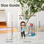 Personalizzato Cartoon Character Clear Acrylic Book Vase con testo Bookshelf Room Decor Compleanno Festa dell'insegnante Regalo di apprezzamento per gli insegnanti