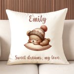Personalized Rabbit Bear Sleepy Animal Soft Throw Pillow Cover with Name Date and Text Home Decor Birthday Gift for Kids