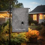 Personalised Spooky Spiderweb Garden Flag with Text Yard Porch Outdoor Decor Halloween Gift for Family Friend