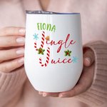 Personalised Santa Hat Sweets Cane Christmas Theme 12 oz Insulated Wine Tumbler with Lip and Name Home Decor Christmas Gift for Family Friend