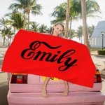 Gepersonaliseerde Cola Quick Dry Oversized Microfiber Strandhanddoek met Naam Vakantie Reizen Essentieel Verjaardagscadeau voor Familie Vriend