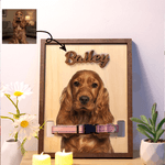 Personalized Multicolor Pet Photo Design Wooden Collar Frame with Name Home Decor Sentimental Memorial Sympathy Gift for Pet Owners Lovers