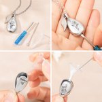 Collier de Cendres Personnalisé avec Pendentif en Forme de Larme Fleur de Naissance et Texte Gravés Bijoux de Crémation Cadeau pour Femmes