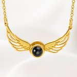 Personalized Angel Wing Photo Projection Necklace Dainty Jewelry Anniversary Birthday Mother's Day Gift for Women
