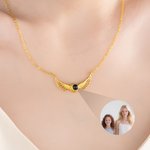 Personalized Angel Wing Photo Projection Necklace Dainty Jewelry Anniversary Birthday Mother's Day Gift for Women
