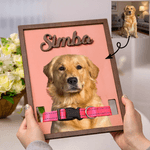 Personalized Multicolor Pet Photo Design Wooden Collar Frame with Name Home Decor Sentimental Memorial Sympathy Gift for Pet Owners Lovers