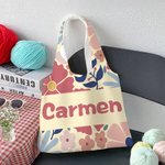 Bolsa de lona personalizada con diseño de flor danesa y nombre de gran capacidad regalo de aniversario y cumpleaños para mujeres