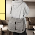 Borsa personalizzata in velluto a coste con nome ricamato e tasche multiple accessori da viaggio regalo di compleanno per amici e famiglia