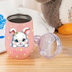 Vaso con boquilla personalizado de 295 ml con asa y nombre con diseño de animal de fantasía regalo de cumpleaños o baby shower para niños