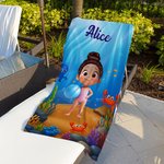 Personalized Cartoon Kid Character Oversized Quick Dry Beach Towel with Name Summer Pool Essentials Party Birthday Gift for Boys Girls