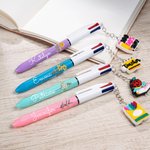 Personalised Birth Flower 4 in 1 Retractable Ball Pen with Cute Charm and Name Teacher's Day Back to School Birthday Gift for Teacher