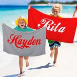 Gepersonaliseerde Cola Quick Dry Oversized Microfiber Strandhanddoek met Naam Vakantie Reizen Essentieel Verjaardagscadeau voor Familie Vriend