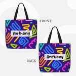 Personalized Abstract Graffiti Large Canvas Tote Bag with Name Travel Daily Use Birthday Gift for Men Women Artist