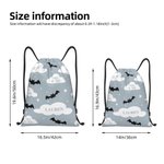 Personalized Crazy Bat Cloud Star Reusable Drawstring Bag with Name Large Capacity Treat Gift Bag Halloween Holiday Gift for Kids