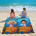 Personalized Cartoon Kid Character Oversized Quick Dry Beach Towel with Name Summer Pool Essentials Party Birthday Gift for Boys Girls