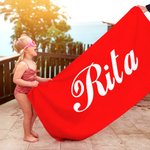 Gepersonaliseerde Cola Quick Dry Oversized Microfiber Strandhanddoek met Naam Vakantie Reizen Essentieel Verjaardagscadeau voor Familie Vriend