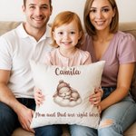 Personalized Rabbit Bear Sleepy Animal Soft Throw Pillow Cover with Name Date and Text Home Decor Birthday Gift for Kids