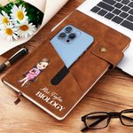 Personalised Teacher Cartoon Character PU Leather A5 Lined Notebook with Name and Pocket Back to School Teacher's Day Gift for Teacher