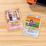 Carta Poke TCG classica personalizzata con adorabili personaggi di coppia in stile pixel testo e supporto in legno San Valentino regalo per coppie