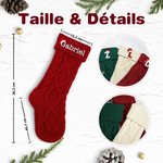 Chaussette de Noël Tricotée Personnalisée avec Lettre du Nom Brodée Décoration Cheminée et Sapin de Noël Ornement à Suspendre Cadeau pour Famille