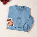 Gepersonaliseerd geborduurd Chic Foto Portret Outline T-shirt Sweatshirt Hoodie met tekst Verjaardag Bachelorette Party Verjaardag Gift voor mannen Lovers