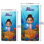 Personalized Cartoon Kid Character Oversized Quick Dry Beach Towel with Name Summer Pool Essentials Party Birthday Gift for Boys Girls