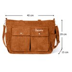 Borsa personalizzata in velluto a coste con nome ricamato e tasche multiple accessori da viaggio regalo di compleanno per amici e famiglia