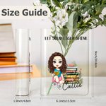 Personalised Floral Book Cartoon Reading Character Clear Acrylic Book Vase with Name Title Birthday Graduation Gift for Book Lover