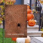 Personalised Spooky Spiderweb Garden Flag with Text Yard Porch Outdoor Decor Halloween Gift for Family Friend