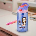 Botella personalizada 475 ml con flor de nacimiento personaje de dibujo animado y nombre regalo de cumpleaños o de vuelta al cole para niños