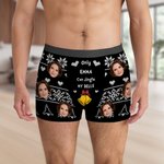 Personalised Christmas Pattern Face Photo Men's Underwear Boxer Brief with Name Valentine's Day Anniversary Gift for Husband Boyfriend