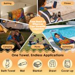 Personalized Cartoon Kid Character Oversized Quick Dry Beach Towel with Name Summer Pool Essentials Party Birthday Gift for Boys Girls