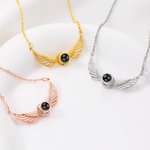 Personalized Angel Wing Photo Projection Necklace Dainty Jewelry Anniversary Birthday Mother's Day Gift for Women