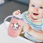 Vaso con boquilla personalizado de 295 ml con asa y nombre con diseño de animal de fantasía regalo de cumpleaños o baby shower para niños