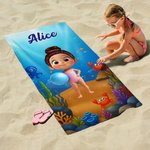 Personalized Cartoon Kid Character Oversized Quick Dry Beach Towel with Name Summer Pool Essentials Party Birthday Gift for Boys Girls