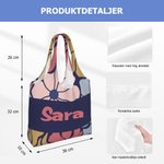 Personlig stor handväska med dansk blommönster och namntryck perfekt som års- och födelsedagspresent till kvinno