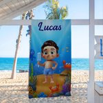 Personalized Cartoon Kid Character Oversized Quick Dry Beach Towel with Name Summer Pool Essentials Party Birthday Gift for Boys Girls