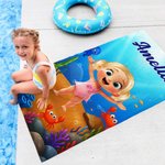 Personalized Cartoon Kid Character Oversized Quick Dry Beach Towel with Name Summer Pool Essentials Party Birthday Gift for Boys Girls