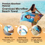 Personalized Cartoon Kid Character Oversized Quick Dry Beach Towel with Name Summer Pool Essentials Party Birthday Gift for Boys Girls