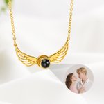 Personalized Angel Wing Photo Projection Necklace Dainty Jewelry Anniversary Birthday Mother's Day Gift for Women