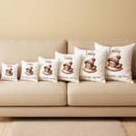 Personalized Rabbit Bear Sleepy Animal Soft Throw Pillow Cover with Name Date and Text Home Decor Birthday Gift for Kids