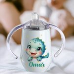 Vaso con boquilla personalizado de 295 ml con asa y nombre con diseño de animal de fantasía regalo de cumpleaños o baby shower para niños