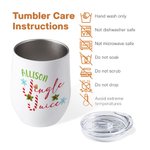 Personalised Santa Hat Sweets Cane Christmas Theme 12 oz Insulated Wine Tumbler with Lip and Name Home Decor Christmas Gift for Family Friend