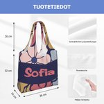 Henkilökohtainen tanskalainen kukka kannettava suuri Kangaskassi nimi vuosipäivä syntymäpäivä lahja naisille