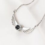 Personalized Angel Wing Photo Projection Necklace Dainty Jewelry Anniversary Birthday Mother's Day Gift for Women