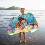 Asciugamano da spiaggia orizzontale personalizzato in microfibra con nome e stampa degli animali marini ad asciugatura rapida regalo per bambini