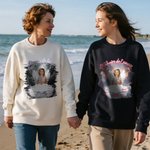 T-shirt ou Sweatshirt Commémoratif Personnalisé avec Date Texte Nom et Photo Style des Ailes Cadeau pour Commémorer la Perte d'un Être Cher