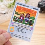 Carta Poke TCG classica personalizzata con adorabili personaggi di coppia in stile pixel testo e supporto in legno San Valentino regalo per coppie