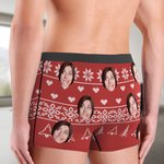 Personalised Christmas Pattern Face Photo Men's Underwear Boxer Brief with Name Valentine's Day Anniversary Gift for Husband Boyfriend
