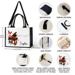 Personalized Birth Flower Piano Canvas Large Tote Bag with Name Daily Travel Essentials Birthday Gift for Women Music Lovers